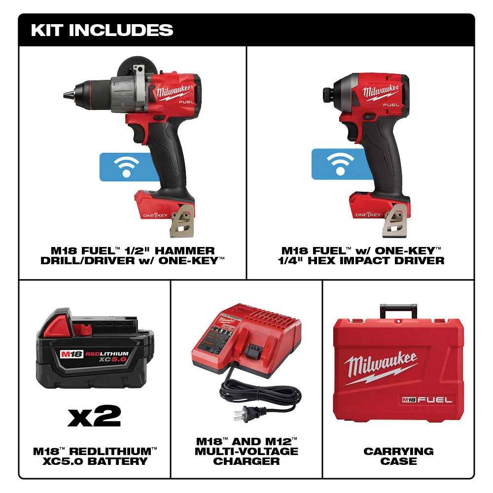 Tools & Equipment Milwaukee 2996-22 M18 FUEL 18V Hammer Drill And Impact Driver Combo Kit 4 Tools & Equipment Milwaukee 2996-22 M18 FUEL 18V Hammer Drill And Impact Driver Combo Kit