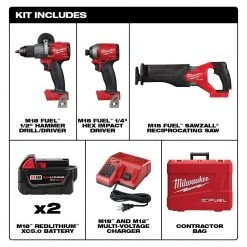 Milwaukee 2998-23 M18 FUEL 18V Lithium-Ion Brushless Cordless Combo Kit - 3 PC Tools & Equipment