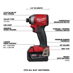 Tools & Equipment Milwaukee 2998-25 M18 FUEL 18V Lithium-Ion Brushless Cordless Combo Kit - 5 PC 23 Tools & Equipment Milwaukee 2998-25 M18 FUEL 18V Lithium-Ion Brushless Cordless Combo Kit - 5 PC