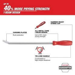 Milwaukee 45-74-9224 24" I-Beam Design All Metal Durable Pry Bar