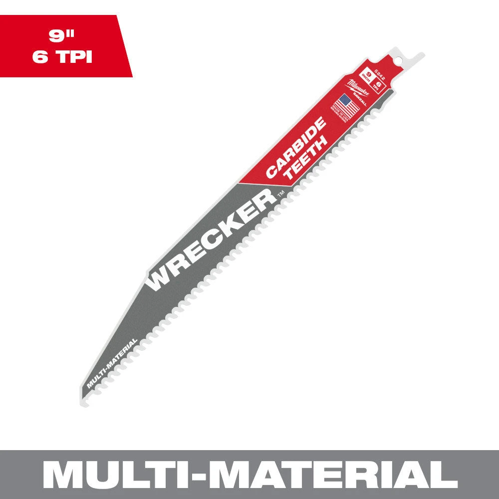 Tools & Equipment Milwaukee 48-00-5242 9" 6 TPI THE WRECKER W/ Carbide Teeth SAWZALL Blade - 1 PK 5 Tools & Equipment Milwaukee 48-00-5242 9" 6 TPI THE WRECKER W/ Carbide Teeth SAWZALL Blade - 1 PK
