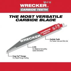 Tools & Equipment Milwaukee 48-00-5242 9" 6 TPI THE WRECKER W/ Carbide Teeth SAWZALL Blade - 1 PK 16 Tools & Equipment Milwaukee 48-00-5242 9