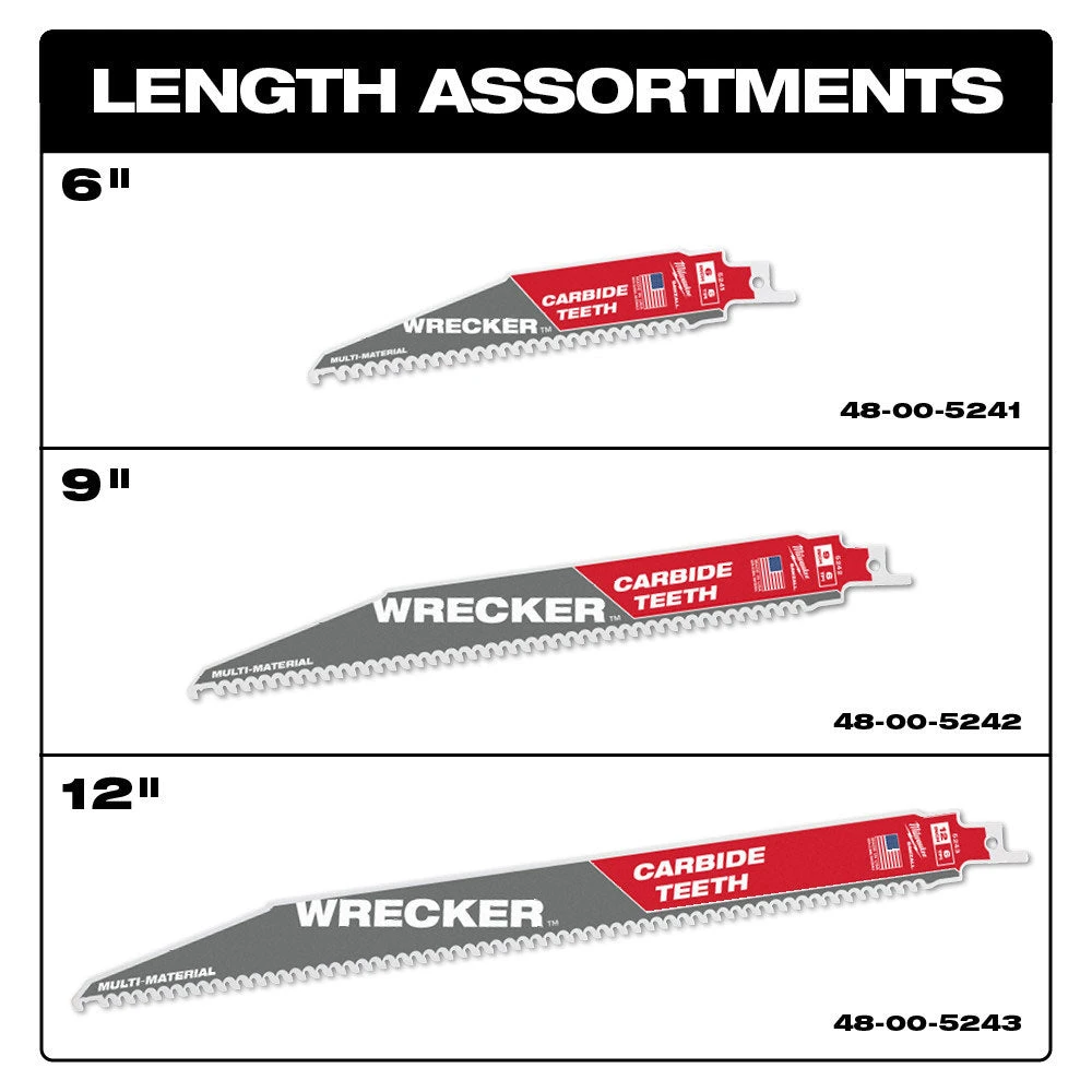 Tools & Equipment Milwaukee 48-00-5242 9" 6 TPI THE WRECKER W/ Carbide Teeth SAWZALL Blade - 1 PK 10 Tools & Equipment Milwaukee 48-00-5242 9" 6 TPI THE WRECKER W/ Carbide Teeth SAWZALL Blade - 1 PK