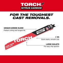 Milwaukee 48-00-5262 9" 7TPI The TORCH FOR CAST IRON W/ NITRUS CARBIDE - 1 PK Tools & Equipment