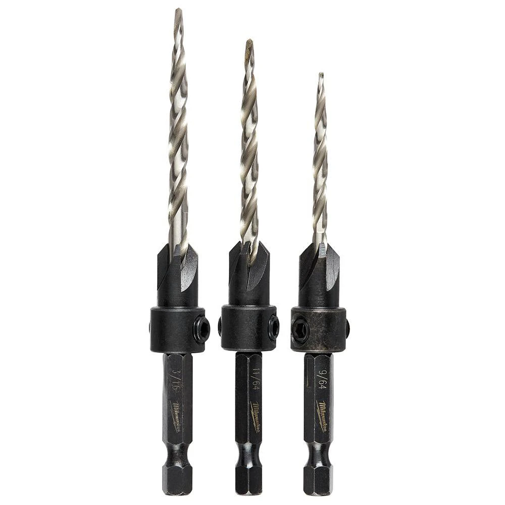 Milwaukee 48-13-5003 #6/#8/#10 Steel Countersink Set - 3 Piece 3 Milwaukee 48-13-5003 #6/#8/#10 Steel Countersink Set - 3 Piece