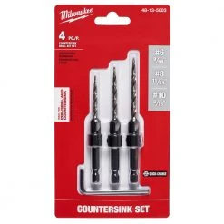 Milwaukee 48-13-5003 #6/#8/#10 Steel Countersink Set - 3 Piece 5 Milwaukee 48-13-5003 #6/#8/#10 Steel Countersink Set - 3 Piece