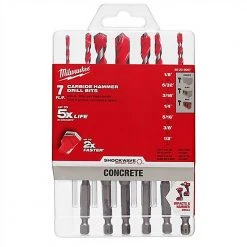 Milwaukee 48-20-9057 SHOCKWAVE Hex Shank Large Carbide Hammer Bit Kit - 7 Pc Tools & Equipment