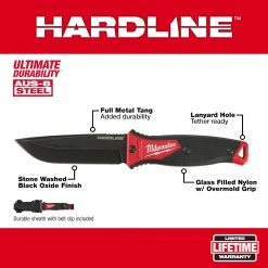 Milwaukee 48-22-1928 5" HARDLINE Fixed Blade Knife W/ Multi Position Sheath Tools & Equipment