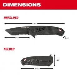 Tools & Equipment Milwaukee 48-22-1998 3” HARDLINE Serrated Blade Pocket Knife