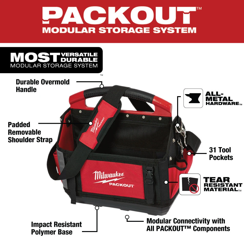 Milwaukee 48-22-8315 15-Inch 31-Pocket Ballistic Material Packout Tote Tools & Equipment 4 Milwaukee 48-22-8315 15-Inch 31-Pocket Ballistic Material Packout Tote Tools & Equipment