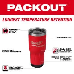 Tools & Equipment Milwaukee 48-22-8393R PACKOUT 30 OZ Durable Twist Lock Tumbler
