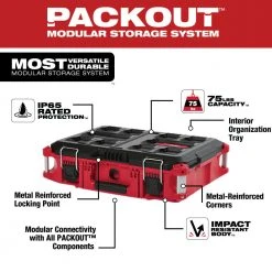 Tools & Equipment Milwaukee 48-22-8424 75-Pound Capacity Polymer Packout Standard Tool Box
