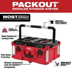 Tools & Equipment Milwaukee 48-22-8425 100-Pound Capacity Polymer Packout Large Tool Box