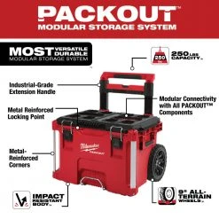 Tools & Equipment Milwaukee 48-22-8426 250-Pound Capacity Polymer Packout Rolling Tool Box