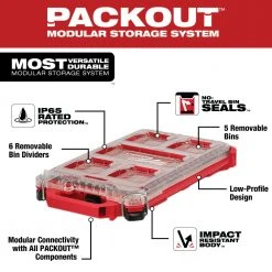 Milwaukee 48-22-8436 5-Compartment PACKOUT Compact Low-Profile Tool Organizer Tools & Equipment