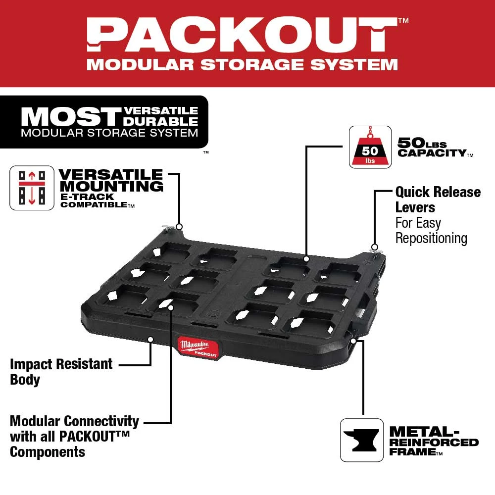 Milwaukee 48-22-8481 PACKOUT Heavy Duty Racking Shelves W/ 50 Pound Capacity 4 Milwaukee 48-22-8481 PACKOUT Heavy Duty Racking Shelves W/ 50 Pound Capacity