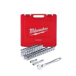Milwaukee 48-22-9010 1/2" Drive SAE/Metric Ratchet And Socket Set- 47 PC
