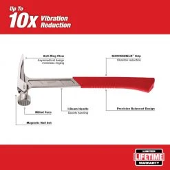 Milwaukee 48-22-9022 22oz Milled Face Framing Hammer W/ I-Beam Handle Tools & Equipment