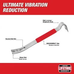Milwaukee 48-22-9035 15" Heavy Duty Pry Bar W/ SHOCKSHIELD Grip Tools & Equipment