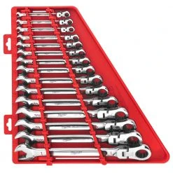 Tools & Equipment Milwaukee 48-22-9413 Flex Head Ratcheting SAE Combination Wrench Set - 15 PC