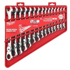 Tools & Equipment Milwaukee 48-22-9413 Flex Head Ratcheting SAE Combination Wrench Set - 15 PC