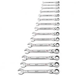 Tools & Equipment Milwaukee 48-22-9413 Flex Head Ratcheting SAE Combination Wrench Set - 15 PC