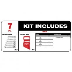 Milwaukee 48-22-9429 Flex Head Ratcheting SAE Combination Wrench Set - 7 PC