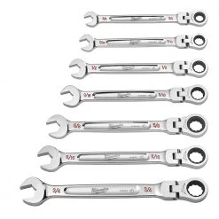 Milwaukee 48-22-9429 Flex Head Ratcheting SAE Combination Wrench Set - 7 PC