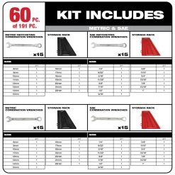 Milwaukee 48-22-9489 Heavy Duty Metric/SAE Mechaincs Tool Set 191 PC