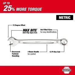 Milwaukee 48-22-9511 Metric Chrome Plated Combination Wrench Set - 11 PC Tools & Equipment