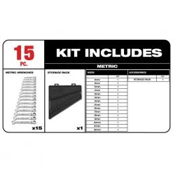 Milwaukee 48-22-9513 Flex Head Ratcheting Metric Combination Wrench Set - 15 PC Tools & Equipment