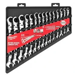 Milwaukee 48-22-9513 Flex Head Ratcheting Metric Combination Wrench Set - 15 PC Tools & Equipment