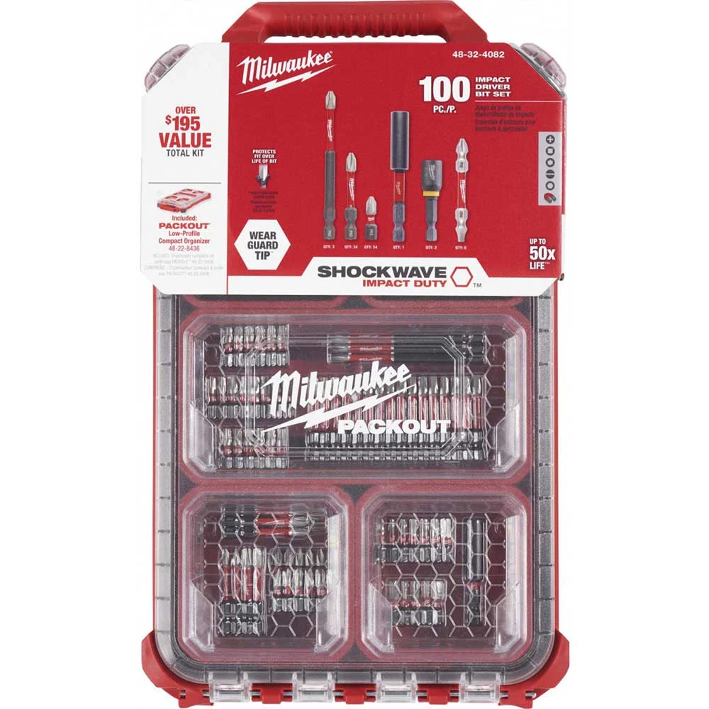 Milwaukee 48-32-4082 PACKOUT Organizer SHOCKWAVE Driver Bit Packout Kit - 100 Pc 6 Milwaukee 48-32-4082 PACKOUT Organizer SHOCKWAVE Driver Bit Packout Kit - 100 Pc
