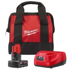 Tools & Equipment Milwaukee 48-59-2440B M12 12V 4.0AH Li-Ion Battery And Charger Starter Kit W/Bag
