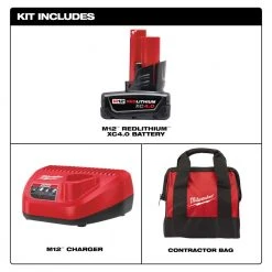 Tools & Equipment Milwaukee 48-59-2440B M12 12V 4.0AH Li-Ion Battery And Charger Starter Kit W/Bag