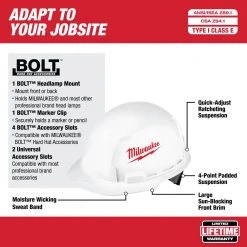 Milwaukee 48-73-1021 Front Brim Vented Hard Hat W/ BOLT Slots Type 1 Class E Tools & Equipment