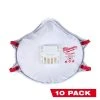 Milwaukee 48-73-4004 N95 Professional Valved Respirator W/ Gasket - 10pk