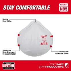 Tools & Equipment Milwaukee 48-73-4035 N95 Respirator W/ Flexible Nose Bridge - 20 PK