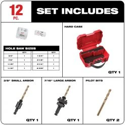 Milwaukee 49-22-3091 12 PC HOLE DOZER W/ Carbide Teeth Hole Saw Plumber's Kit Tools & Equipment