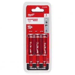 Tools & Equipment Milwaukee 49-56-0500 DIAMOND MAX 1/4" Diamond Grit Hole Saw Bits Set - 3 Pc