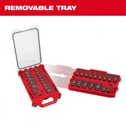Milwaukee 49-66-6800 SHOCKWAVE 3/8” Impact Duty Socket SAE PACKOUT Set - 17 PC