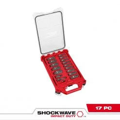 Milwaukee 49-66-6800 SHOCKWAVE 3/8” Impact Duty Socket SAE PACKOUT Set - 17 PC