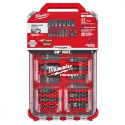 Milwaukee 49-66-6800 SHOCKWAVE 3/8” Impact Duty Socket SAE PACKOUT Set - 17 PC