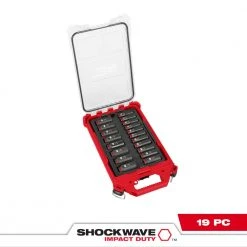 Tools & Equipment Milwaukee 49-66-6801 SHOCKWAVE 3/8” Impact Duty Socket MM PACKOUT Set - 19 PC