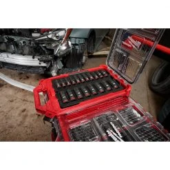 Tools & Equipment Milwaukee 49-66-6801 SHOCKWAVE 3/8” Impact Duty Socket MM PACKOUT Set - 19 PC