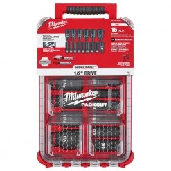 Tools & Equipment Milwaukee 49-66-6802 SHOCKWAVE 1/2” Impact Duty Socket SAE PACKOUT Set - 15 PC
