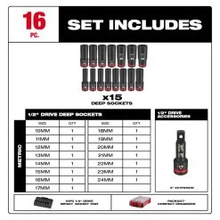 Milwaukee 49-66-6803 SHOCKWAVE 1/2” Impact Duty Socket MM PACKOUT Set - 16 PC Tools & Equipment