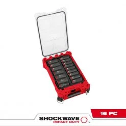 Milwaukee 49-66-6803 SHOCKWAVE 1/2” Impact Duty Socket MM PACKOUT Set - 16 PC Tools & Equipment