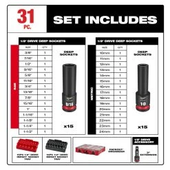 Milwaukee 49-66-6806 SHOCKWAVE 1/2” Impact Duty Socket PACKOUT Set - 31 PC Tools & Equipment