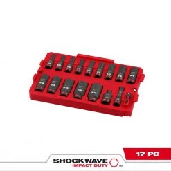 Milwaukee 49-66-6815 SHOCKWAVE 3/8” Impact Duty Socket SAE TRAY Set - 17 PC